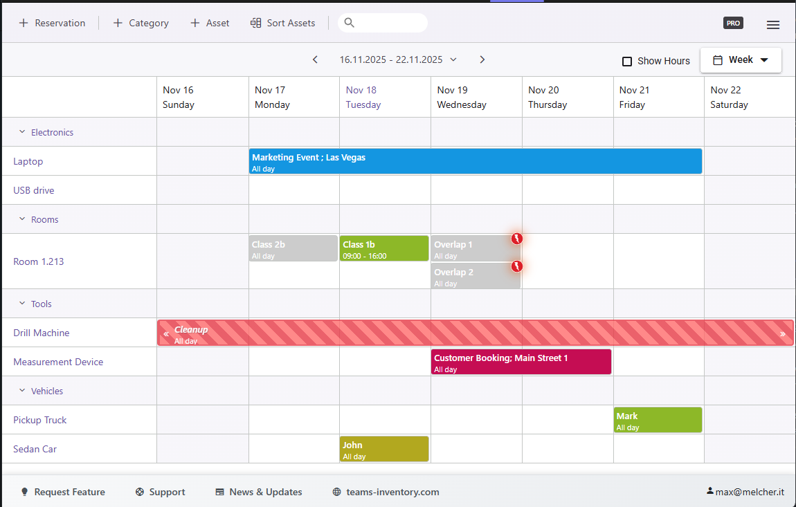 Teams Inventory Calendar View